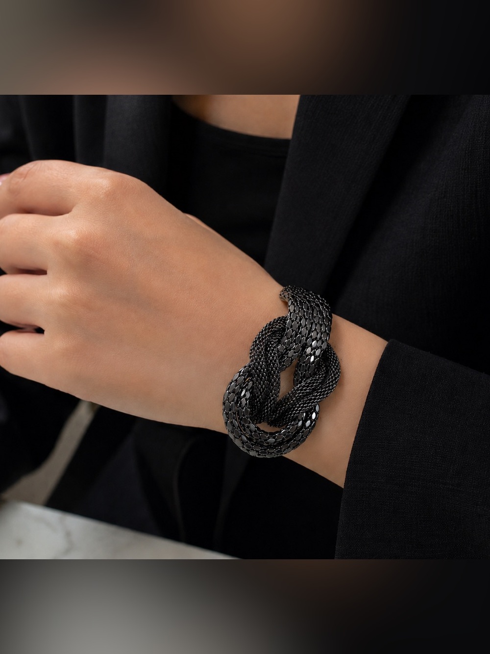Women's Black Braided Knot Bracelet - jewelry- Accessories